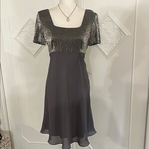 Donna Ricco Elegant Gray and Silver Women's Dress